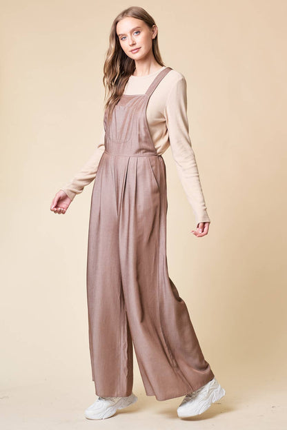 WIDE LEG OVERALL WITH ADJUSTABLE STRAP AND POCKET
