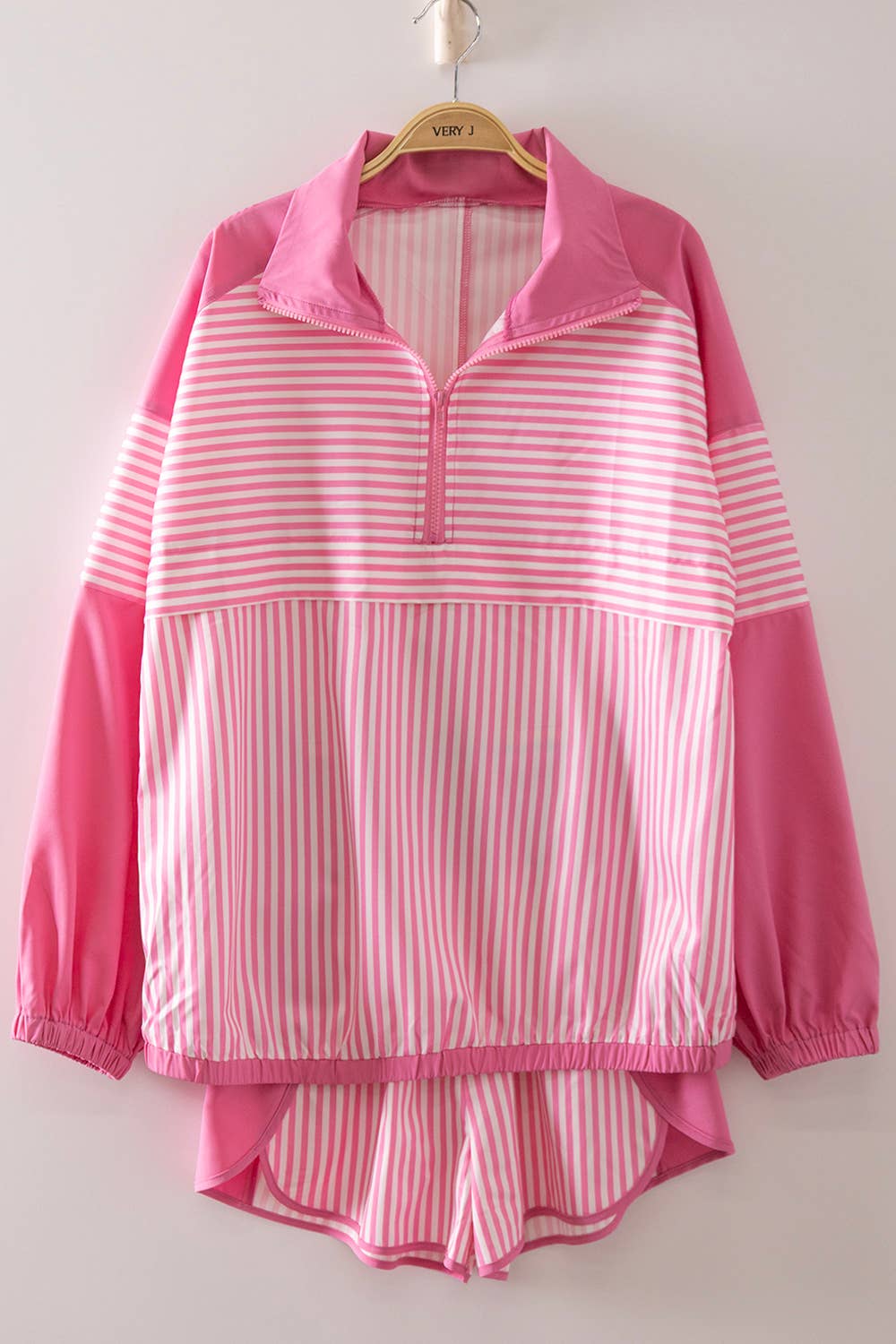 NT12656SET-Stripe Active Top & Shorts Set
