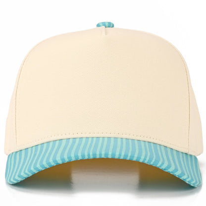 C.C Striped Pattern on Bill Plain Two Tone Trucker Hat
