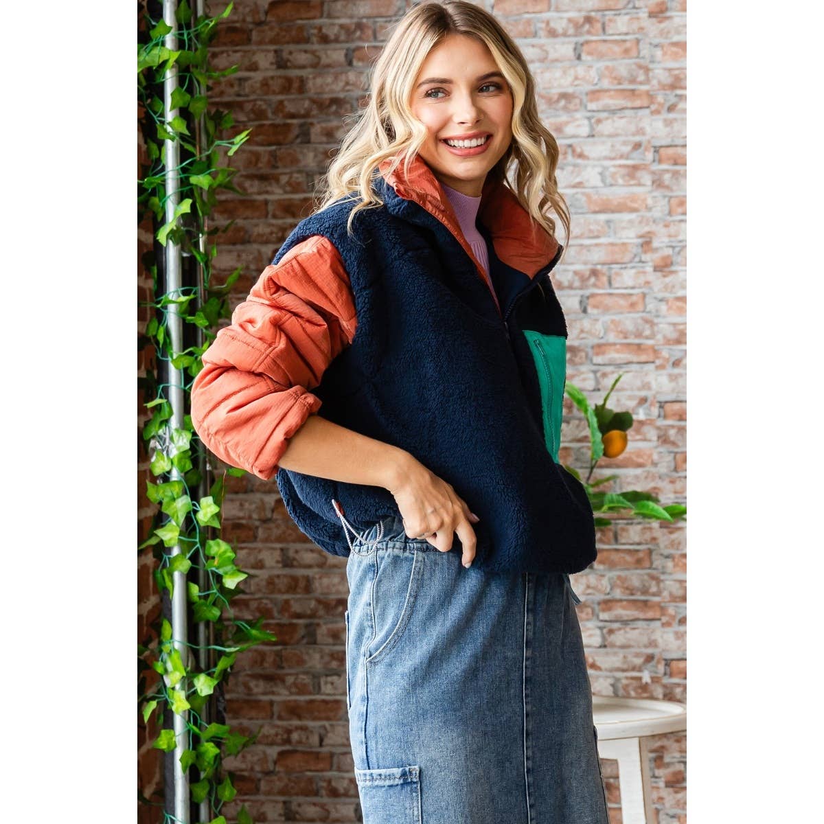 Soft fleece Quilted Puffer Sleeve Pullover