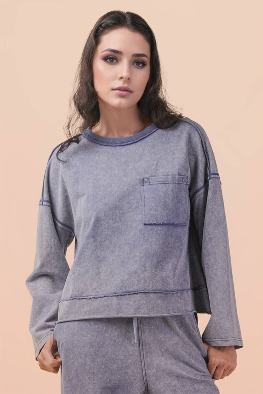 PLUS SIZE Mineral Washed Knit Top & Pants Set