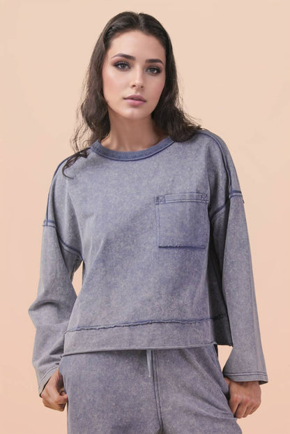 PLUS SIZE Mineral Washed Knit Top & Pants Set