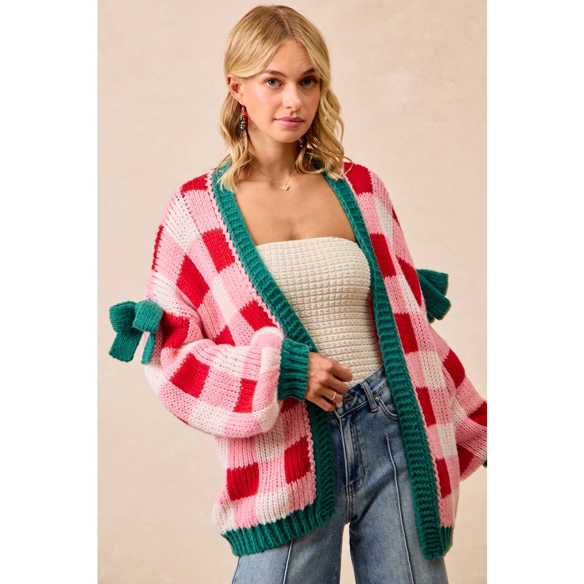 CHRISTMAS THEME OPEN FRONT SWEATER CARDIGAN