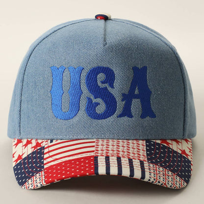 USA Embroidered Denim Trucker Hat