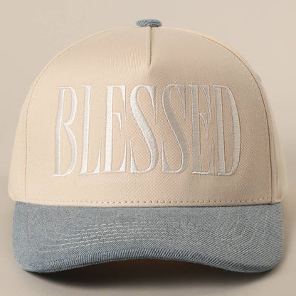 BLESSED Lettering Embroidery Baseball Cap