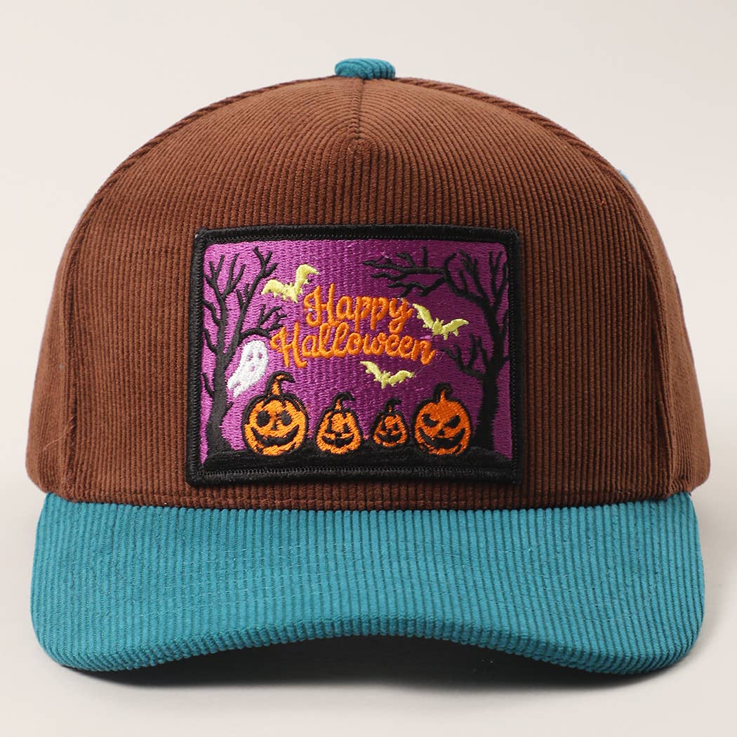 Ghostly Night Patch Two-Tone Corduroy Trucker Hat