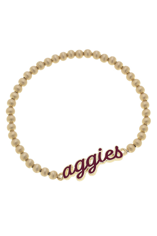 Texas A&M Aggies Enamel Script Stretch Bracelet in Maroon