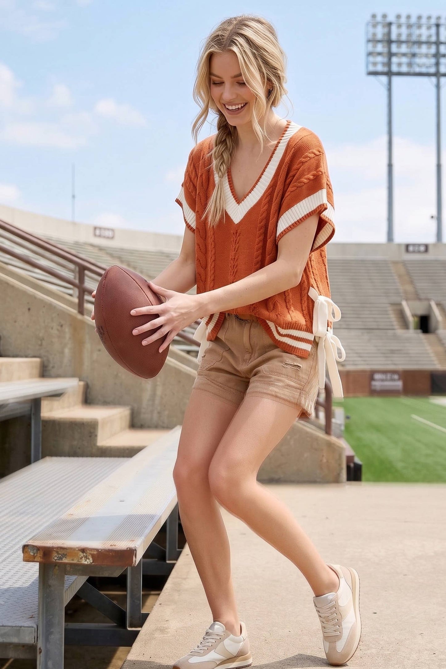 Gameday Cable Knit Varsity Sweater Vest