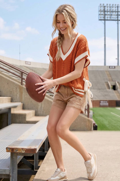 Gameday Cable Knit Varsity Sweater Vest
