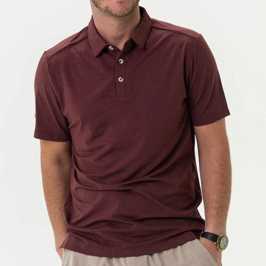 Burbelo Heather Maroon Performance Polo