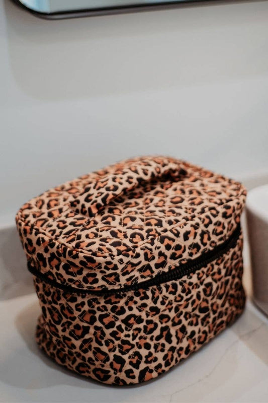 Brown Leopard Travel Cosmetic Bags