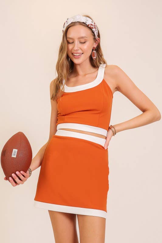 Game Day Color Block Contrast Crop Top