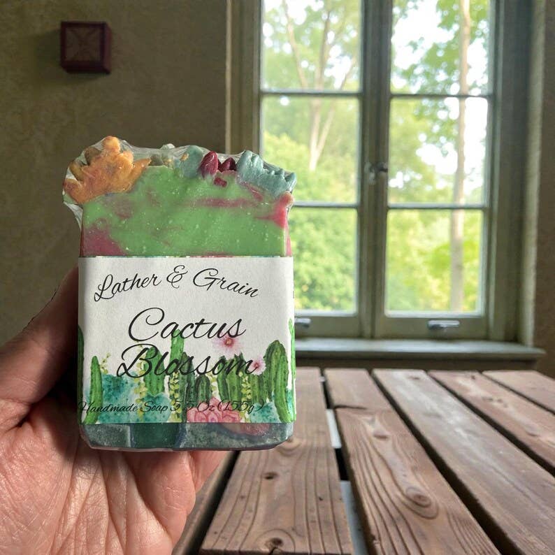 Blooming Cactus Blossom Bar Soap Made with Tallow and Creamy Goatmilk- Homemade, Cold Process