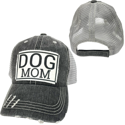 DOG MOM BALL CAP | WOMAN'S HAT | DISTRESSED