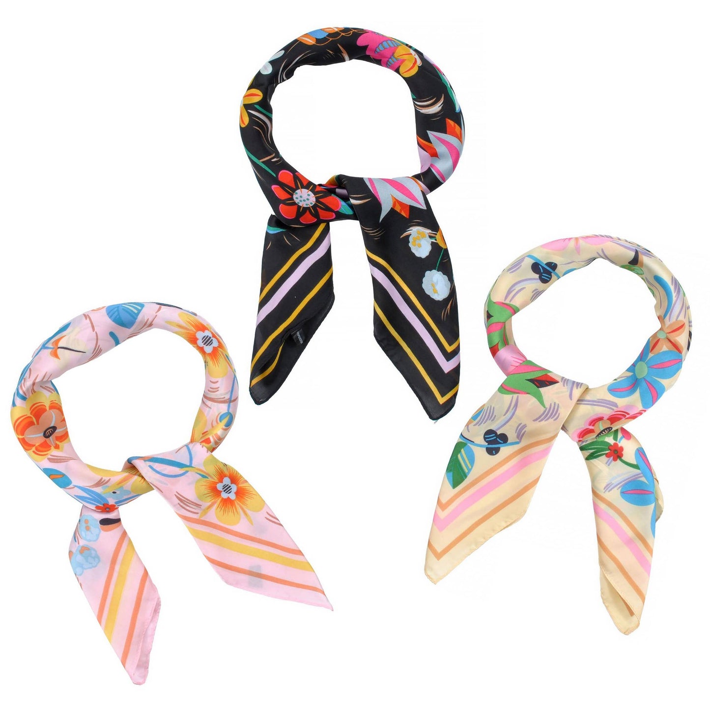 Multi Color Flowers Print Bandana Summer Scarf