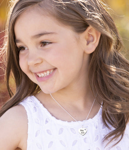 Sterling Silver Big Sis Heart Necklace for Girls & Sisters