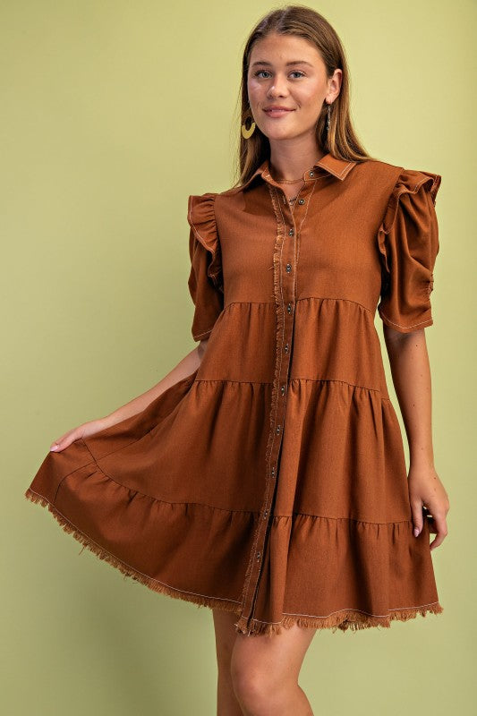 Linen Button Up Shirt Dress
