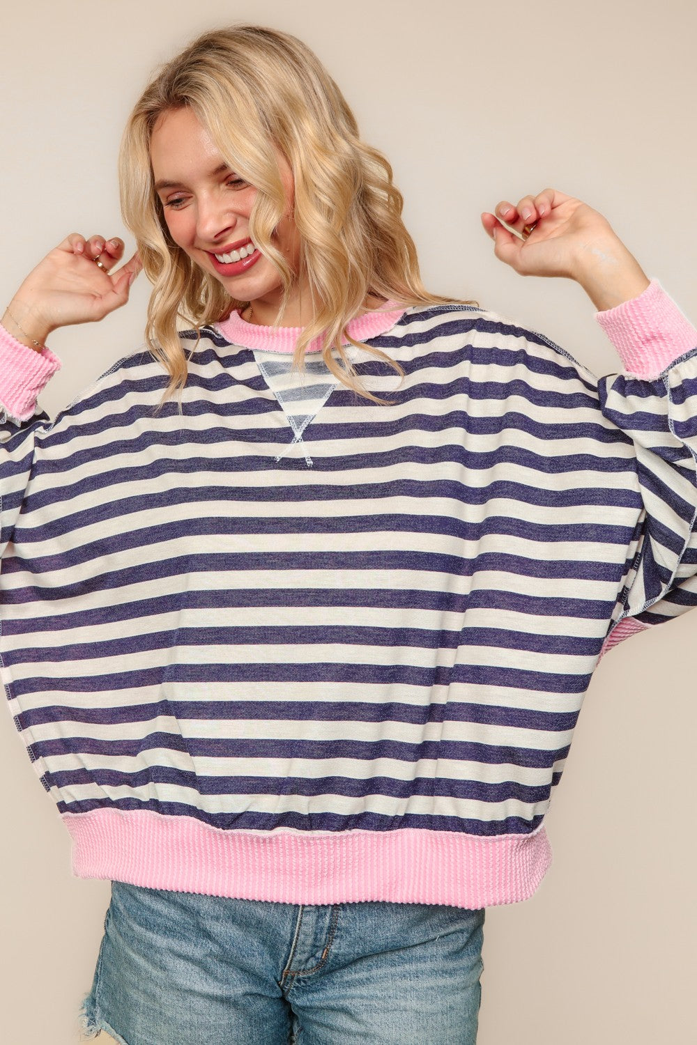 Crew Loose Fit French Terry Pullover Top