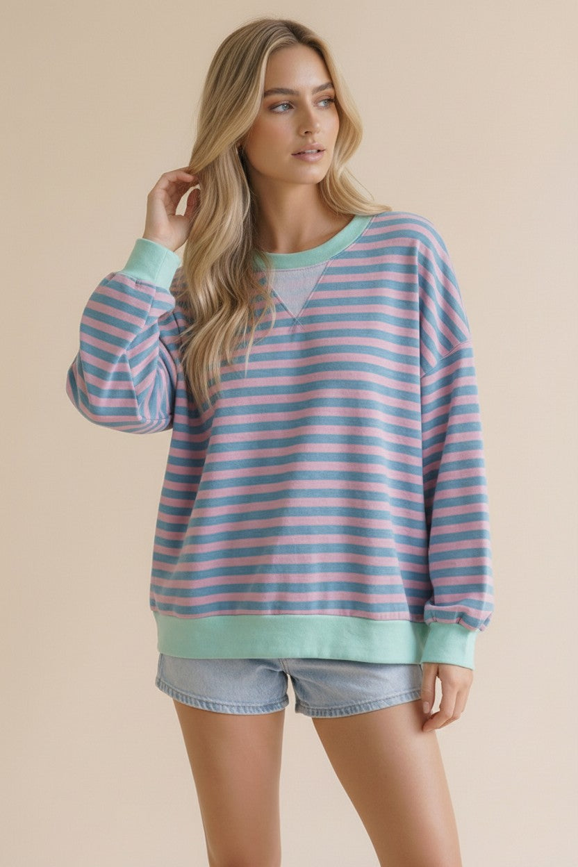 Crew Loose Fit French Terry Pullover Top