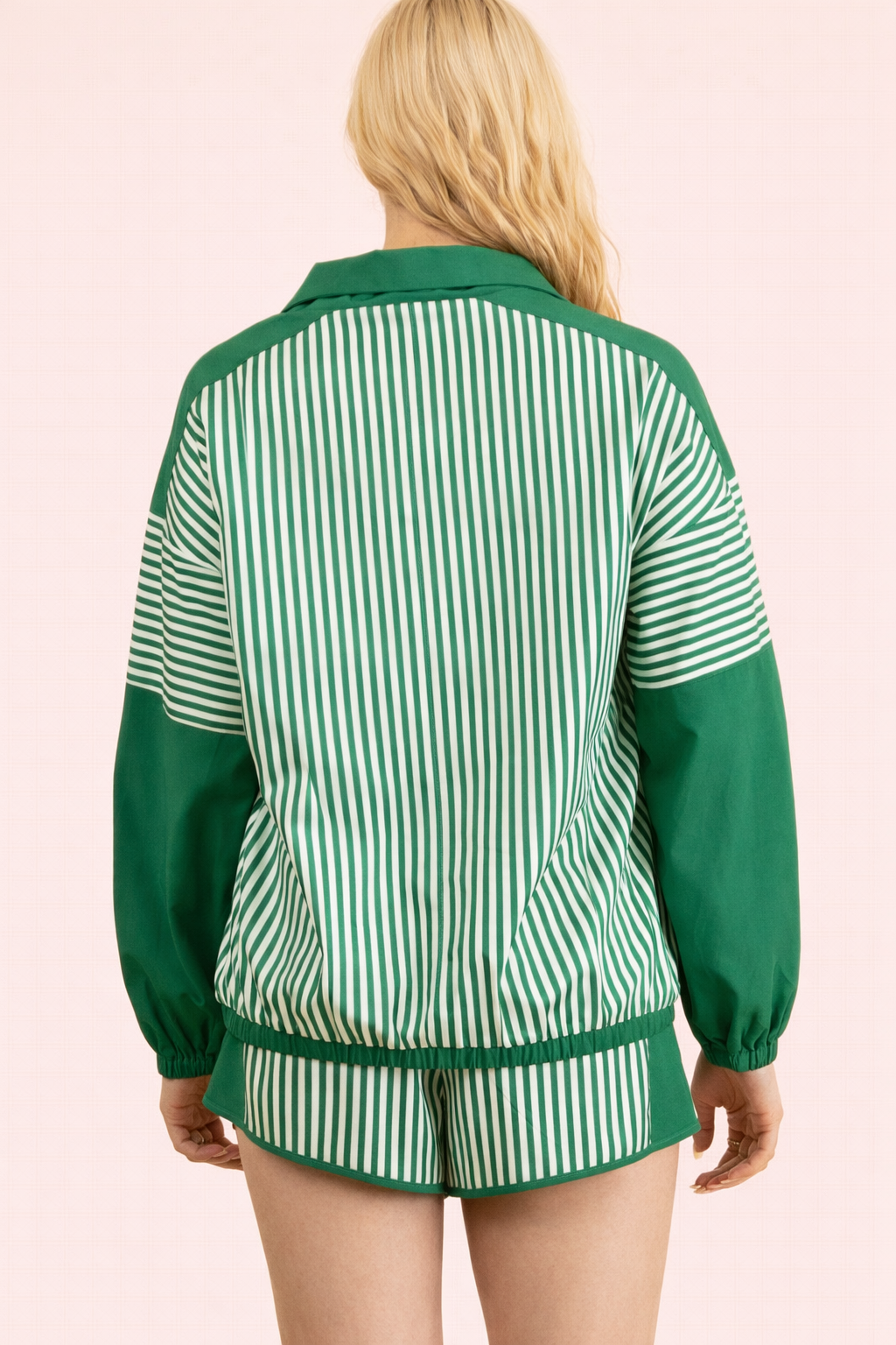 NT12656SET-Stripe Active Top & Shorts Set