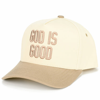 C.C GOD IS GOOD Embroidered Letter Two Tone Trucker Hat