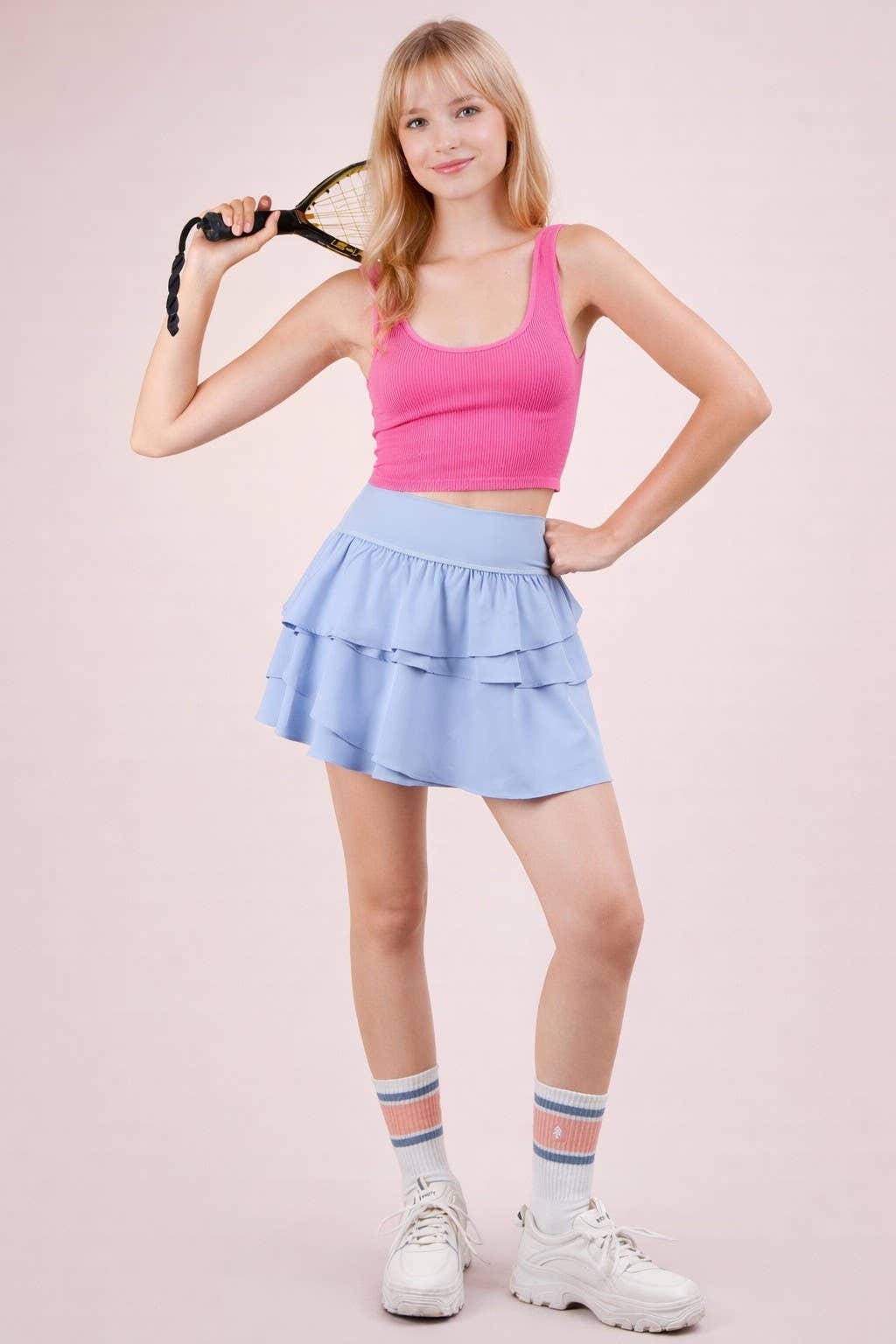 Ruffled Tiered Layers Activewear Skirt with shorts