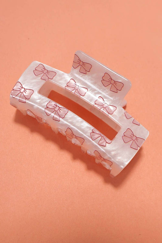 Bow Knot Print Acrylic Square Hair Claw