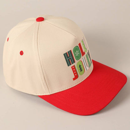Holly Jolly Colorful Text Two-Tone Canvas Cap