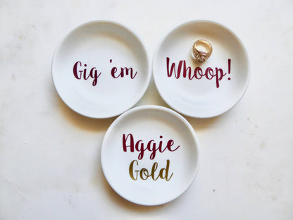 Aggie Gold, Gig 'em, Whoop! Ring Dish / Texas A&M University