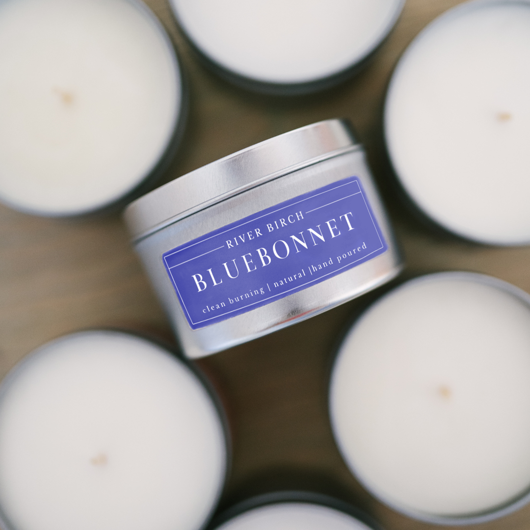 8oz Bluebonnet - Soy Candle - Silver Tin - Neutral