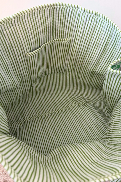 Terra Green Floral Patterned Tote Bag