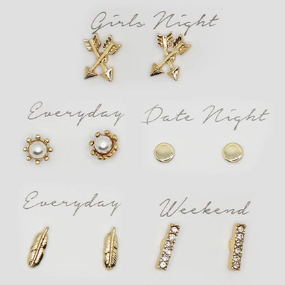 5 Pairs Multipack Stud Earrings Set with Gift Box