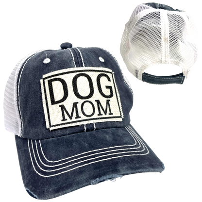 DOG MOM BALL CAP | WOMAN'S HAT | DISTRESSED