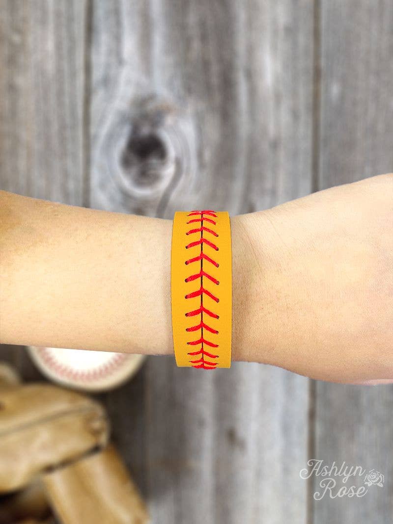 It's All About The Base Yellow Red Softball Snap Bracelet