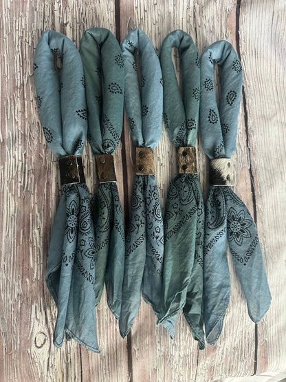 Teal Hues Hand Dyed Bandanas  (slides sold separately)