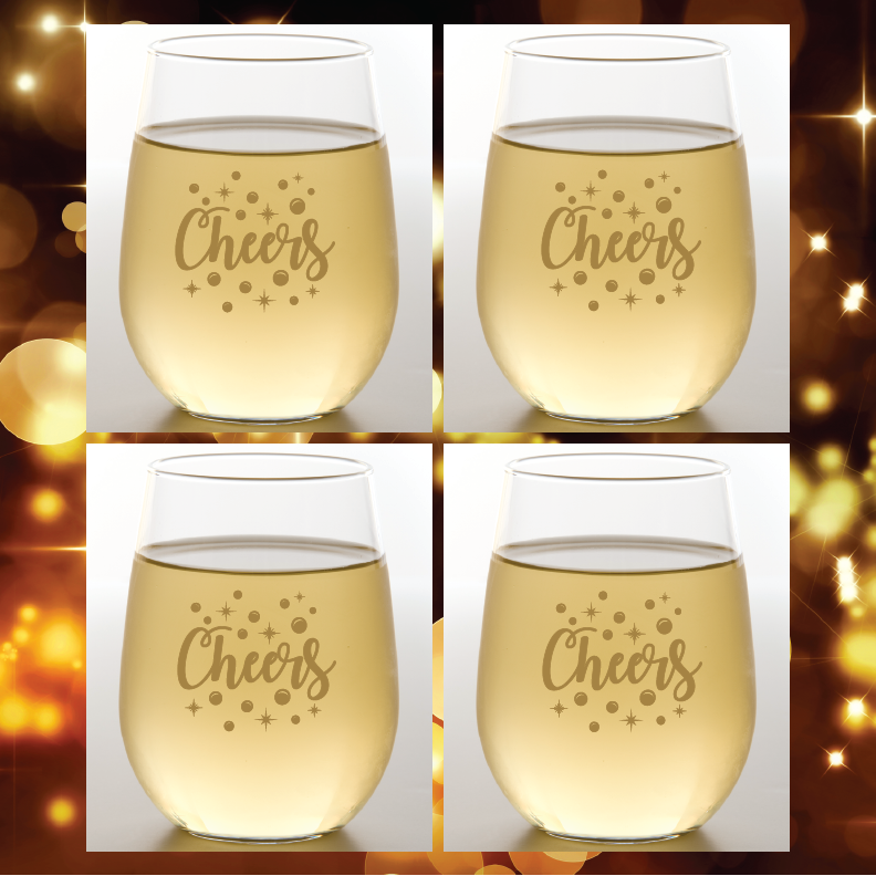 CHEERS GOLD Unbreakable Stemless Tritan Wine Glasses