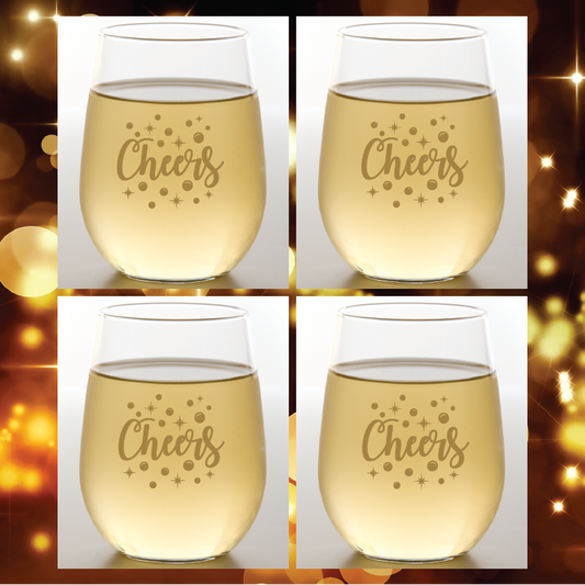 CHEERS GOLD Unbreakable Stemless Tritan Wine Glasses