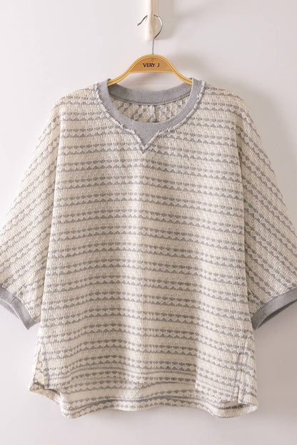 PLUS SIZE Textured Stripe Knit Top 