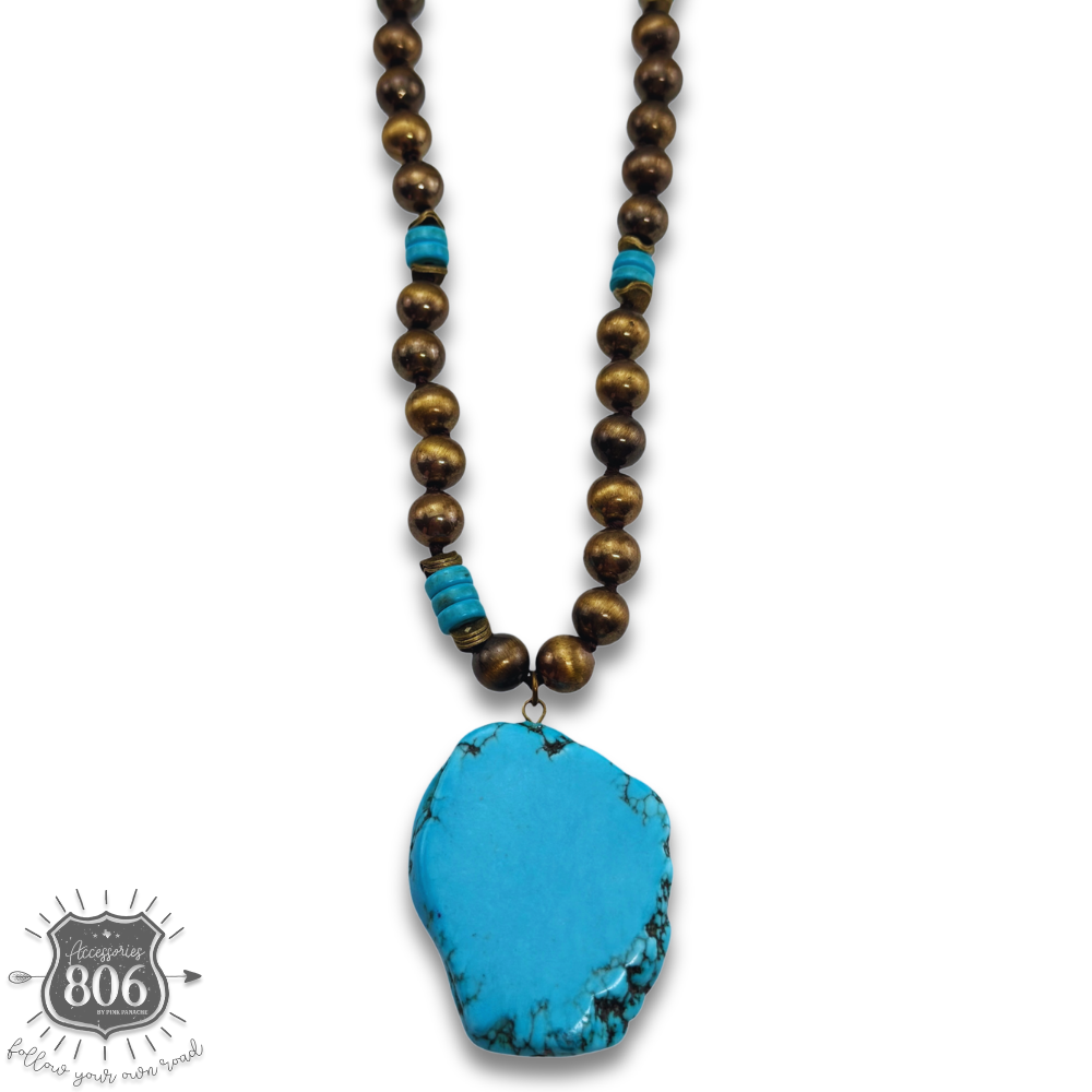 Turquoise pendant western necklace