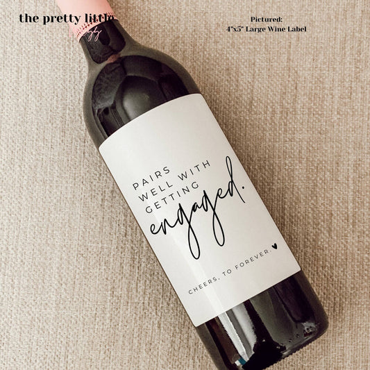 Wine Label- Pairs Well With Engagements, Engagement Gift for Couples