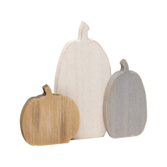 Washed Wooden Fall Pumpkin Trio