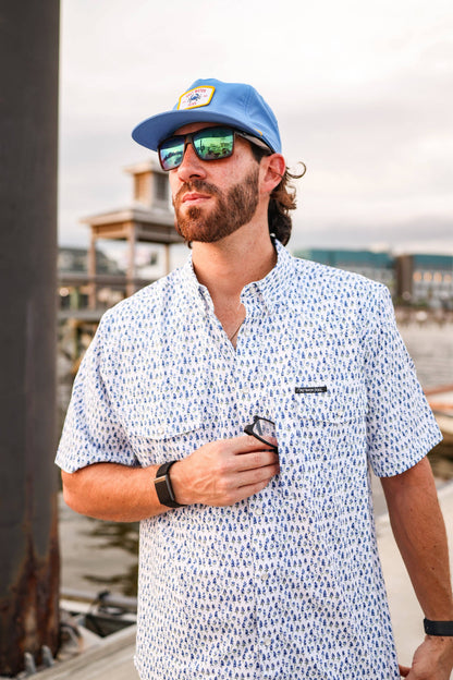 Salt Water Soul Blue Bonnet Pearl Snap Fishing Shirt