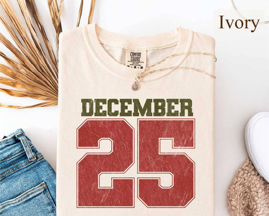 Distressed December 25 Christmas T-shirt