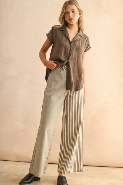 BUTTON DOWN CAP SLEEVE SHIRTS