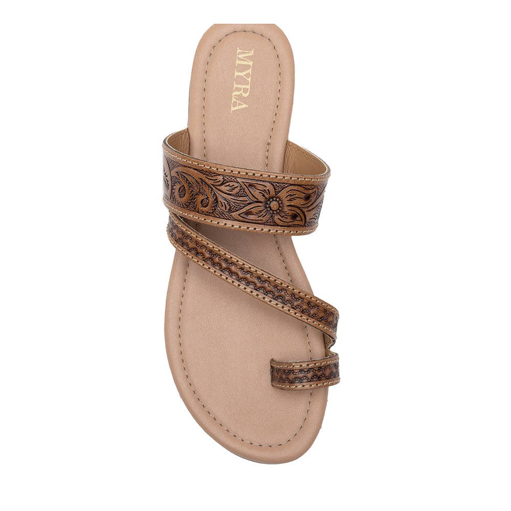 Myra Point Ridge Hand-tooled Sandals