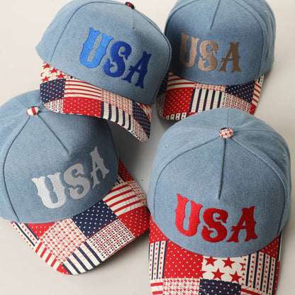 USA Embroidered Denim Trucker Hat