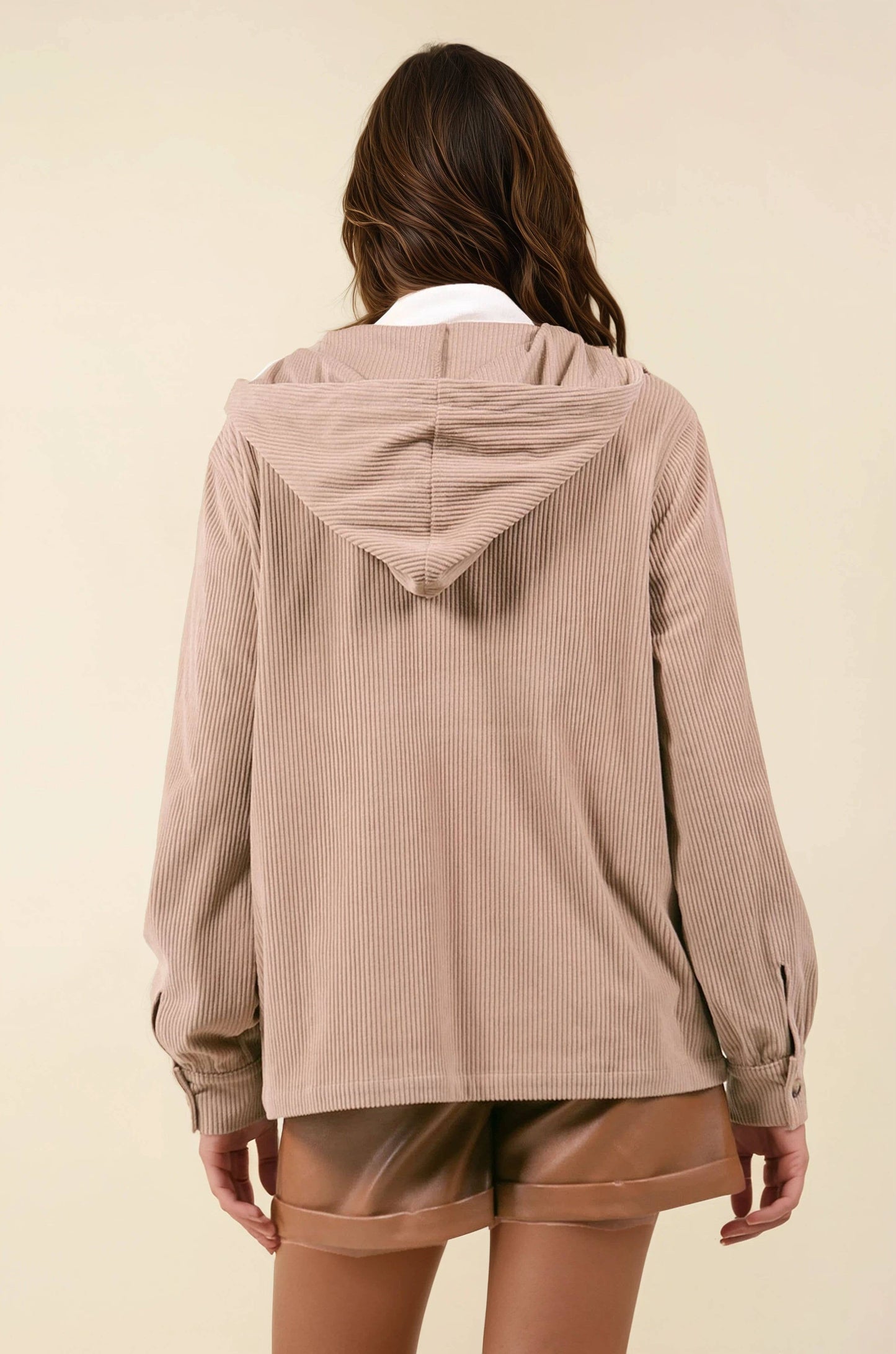 Velour Half Zip Hooded Anorak W/ Patch Pocket