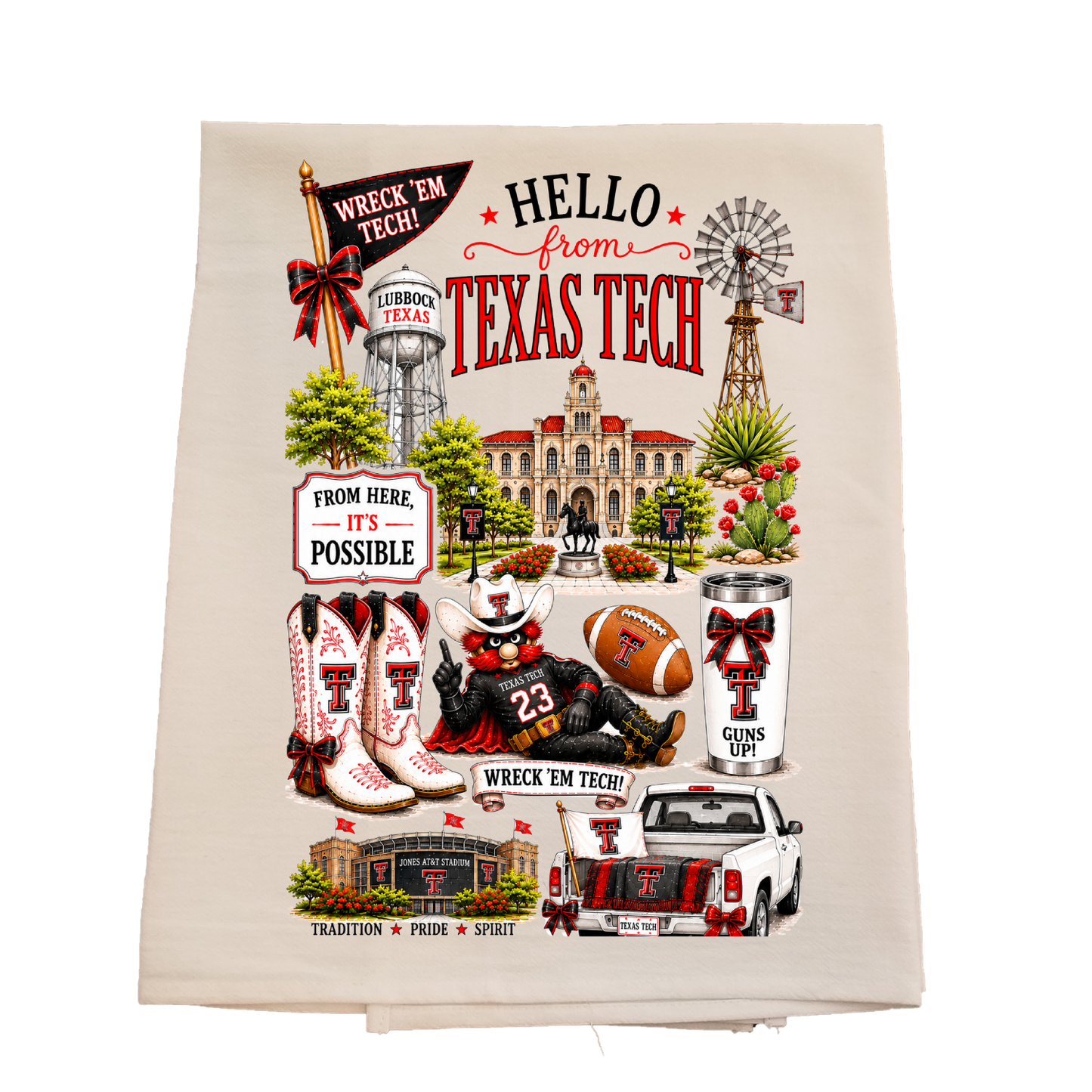 Hello From Texas Tech Tea Towel