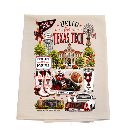 Hello From Texas Tech Tea Towel