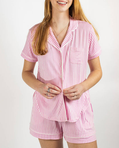 Pinstripe Sleep Shorts   Pink/White   -Asst.